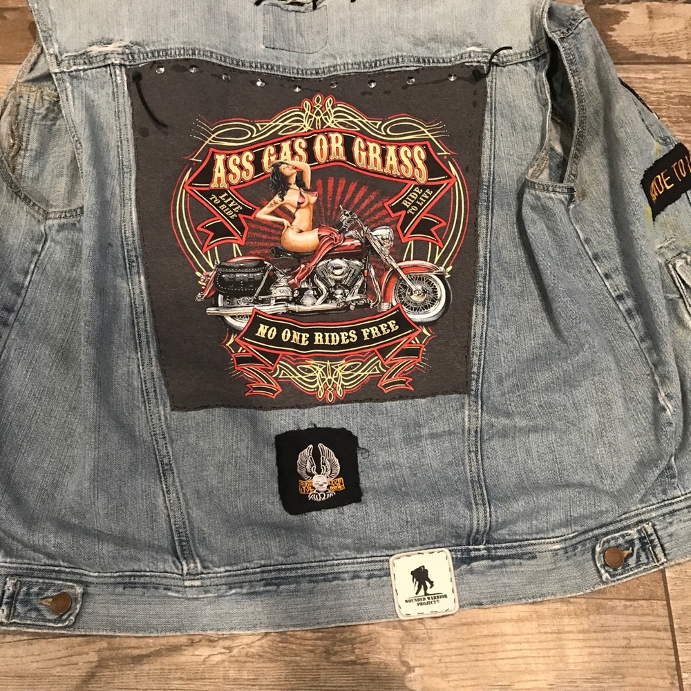 Vintage Old Navy Biker Grunge Denim VestXL